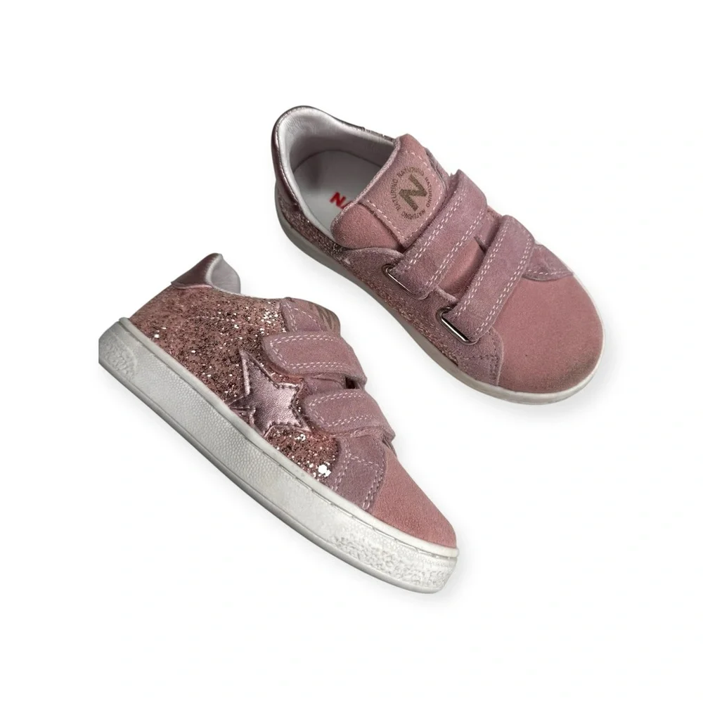Naturino ★ Pinn VL Glitter Star Italian Suede Sneaker ★ Pink ★ Toddler 8M 25 ★ - Picture 12 of 16